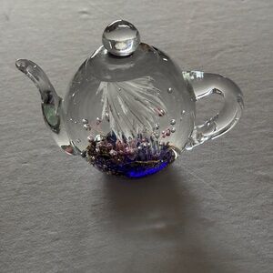 Dynasty Gallery Hand blown Glass Teapot Controlled Bubble Art glass